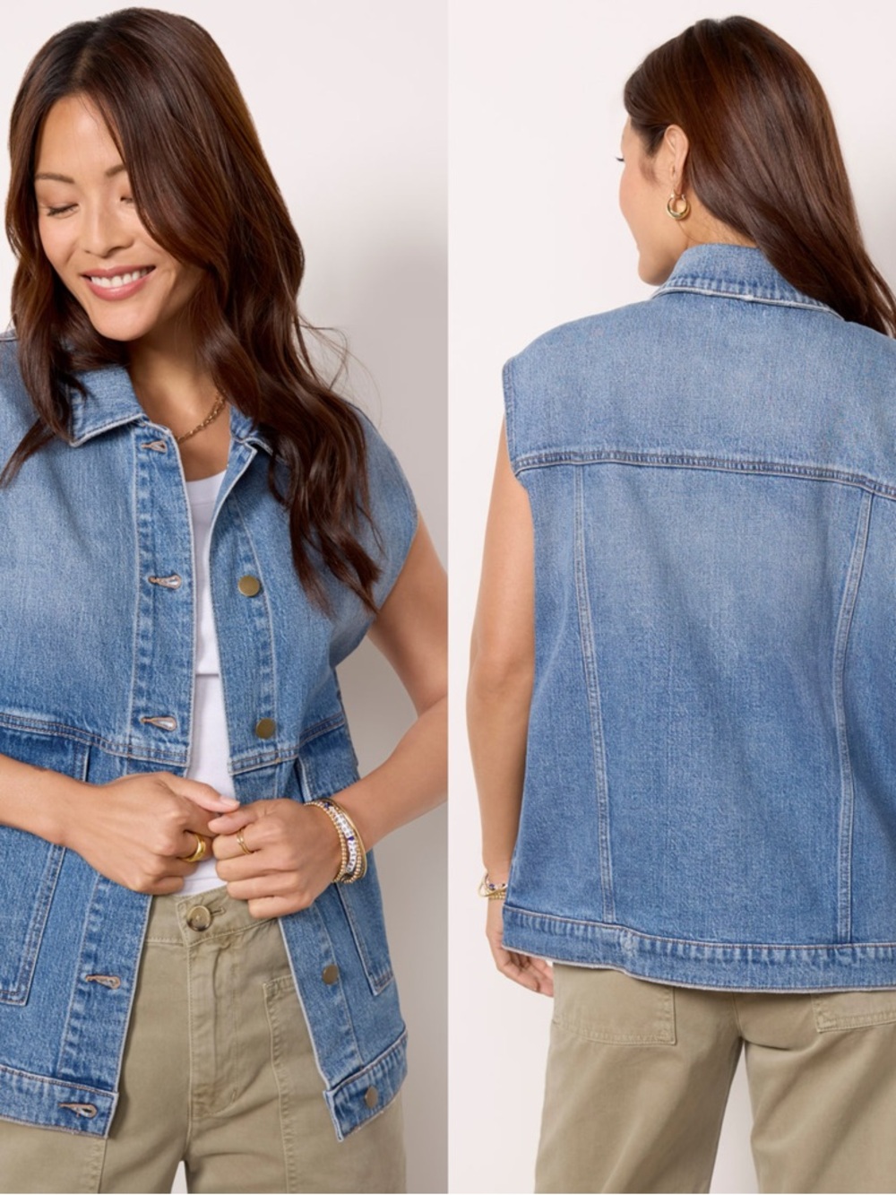 Evereve Luka Denim Vest in Medium Wash